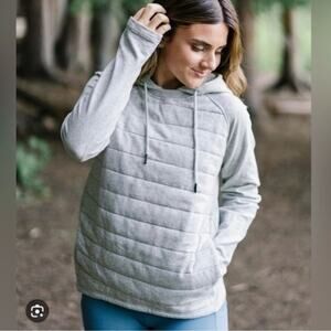 ZYIA ACTIVE Heathered Gray Combo Quilted Pocket Pullover Cotton Hoodie Size XL